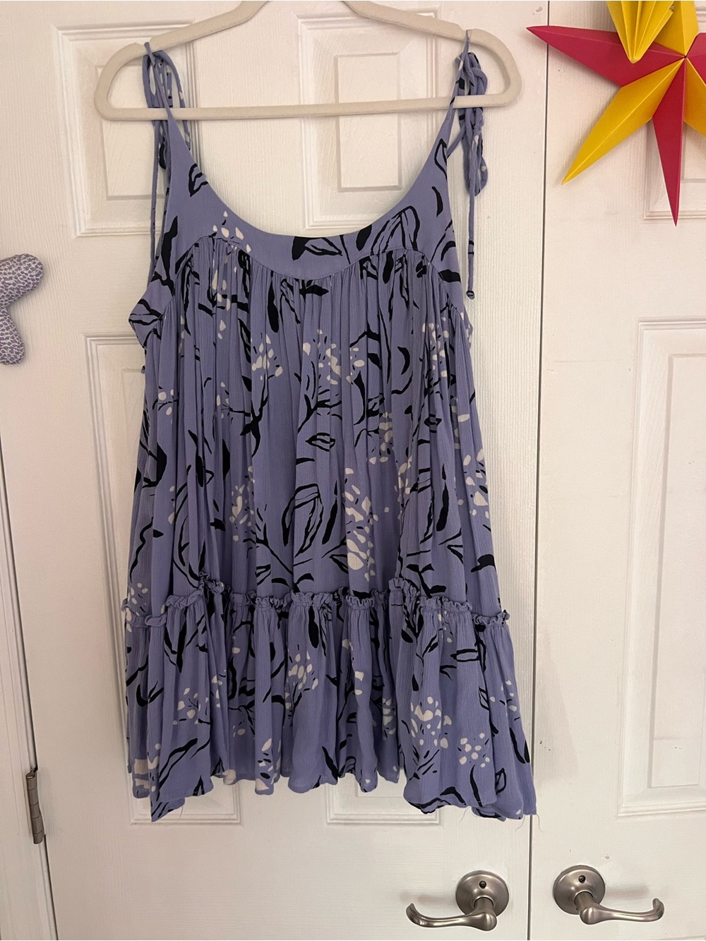 Free People Lavender Floral Tie-Shoulder Tiered Camisole